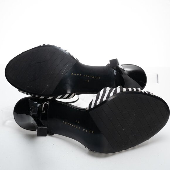 ZARA Trafaluc black white stripe high heels size 40 - Picture 3 of 12